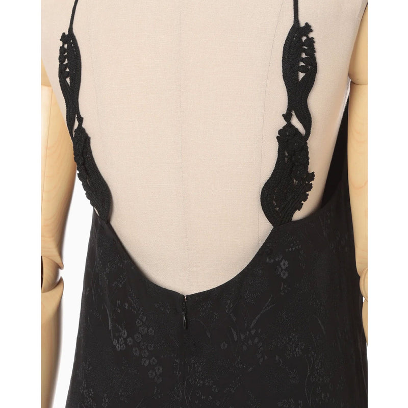 Floral Jacquard Camisole Dress - black