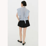 SQUARE SLEEVE BLOUSE -BLUE-