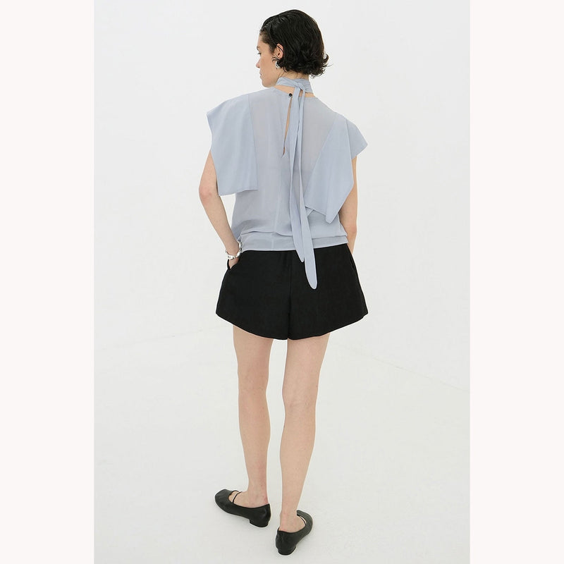 SQUARE SLEEVE BLOUSE -BLUE-