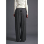 ALISON TROUSERS / HIGH GAUGE PURE WOOL JERSEY -DK GREY-