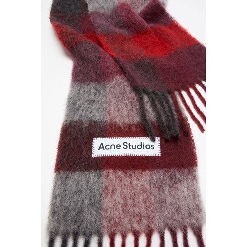 モヘアチェックスカーフ -RED/BLACK-