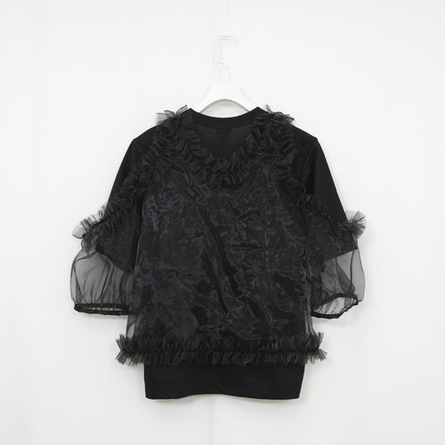 チュールレイヤードTOPS-BLACK-
