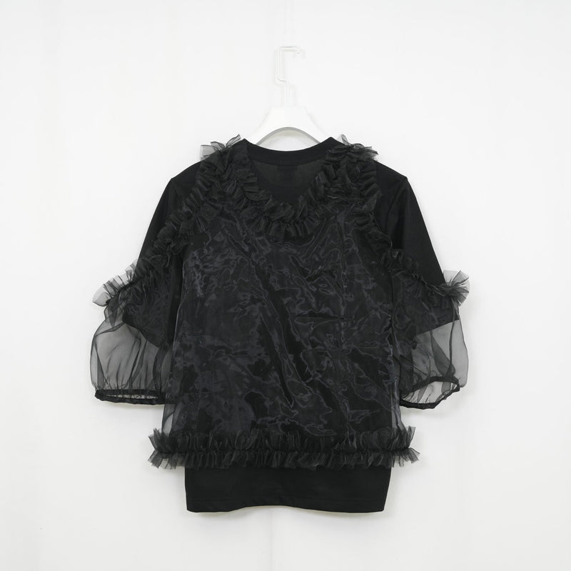 チュールレイヤードTOPS-BLACK-