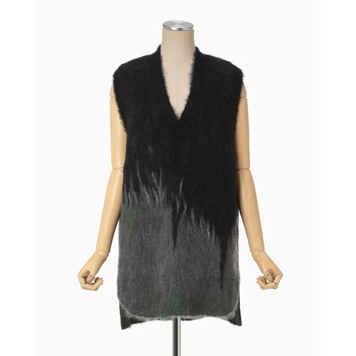 Drip Glaze Pattern Mohair Knitted Vest - khaki