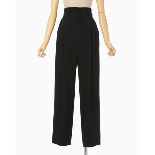 Triacetate Polyester Georgette High Waisted Trousers - black