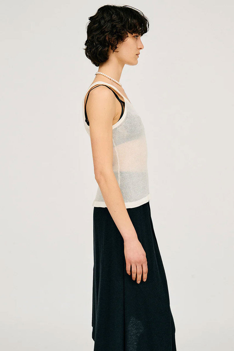 Sheer Rib Frill Hem Knit Tank – THEMARKET