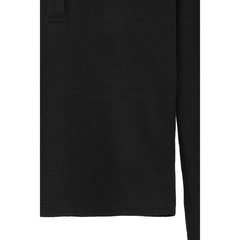 WOOL RIB HOODED TIGHT TOPS -BLACK-