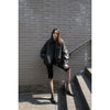 FAKE LEATHER BALLOON JACKET-BLACK-