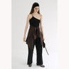 ONE SHOULDER RIB TANK-BROWN-