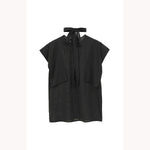 SQUARE SLEEVE BLOUSE -BLACK-