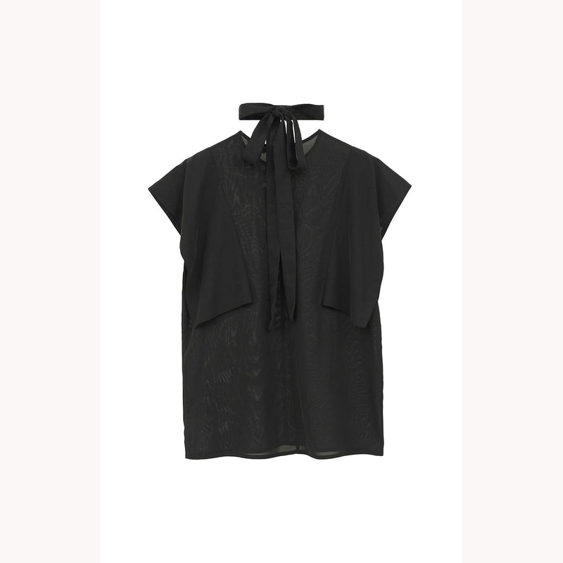 SQUARE SLEEVE BLOUSE -BLACK-