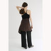 ONE SHOULDER RIB TANK-BROWN-