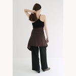 ONE SHOULDER RIB TANK-BROWN-