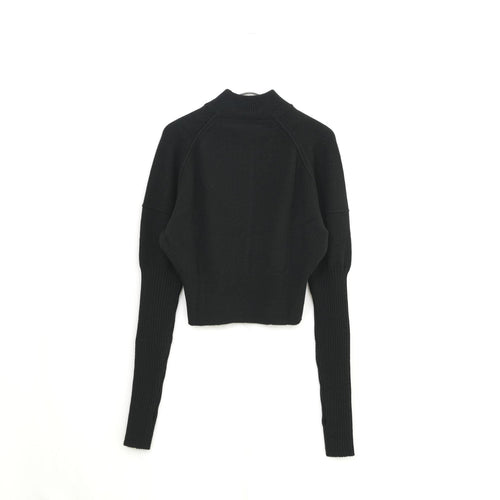 RIB SLEEVE SWEATER -BLACK-
