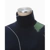 "Kintsugi" Velour Jersey High Neck Top - navy