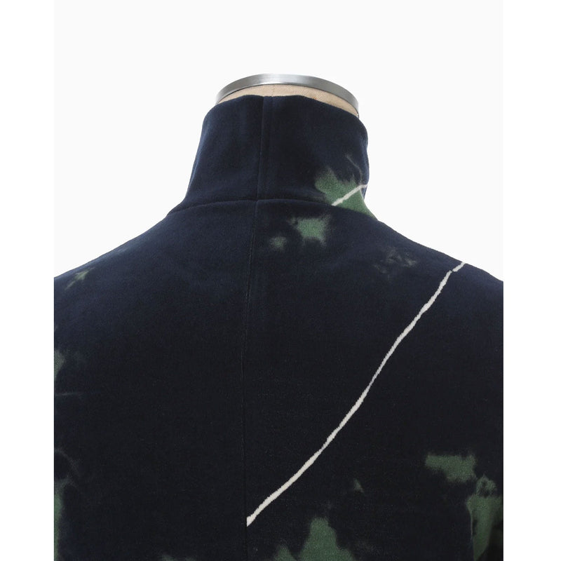 "Kintsugi" Velour Jersey High Neck Top - navy