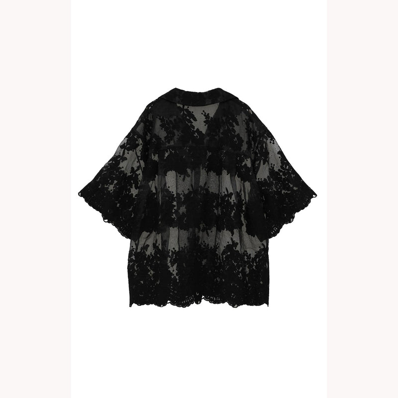 SHEER FLOWER LACE SHIRTS -IVORY-