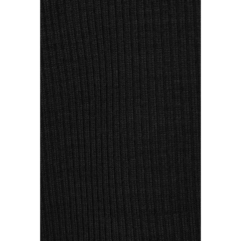 WOOL RIB HOODED TIGHT TOPS -BLACK-