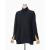 Light Wool Max Gabadine High Neck Blouse - navy