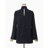 Light Wool Max Gabadine High Neck Blouse - navy