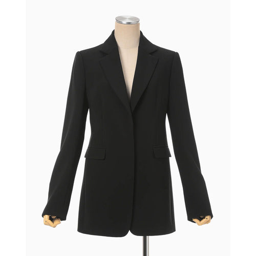 Acetate Polyester Collarless Suit Jacket - black