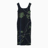 "Kintsugi" Velour Jersey Square Neck Sleeveless Dress - navy