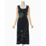 "Kintsugi" Velour Jersey Square Neck Sleeveless Dress - navy