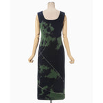 "Kintsugi" Velour Jersey Square Neck Sleeveless Dress - navy