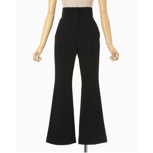 Acetate Polyester Collarless Cropped Suit Trousers - black
