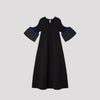 POTTERY SHORT BELL SLEEVE FLARE DRESS -BLACK MULT-