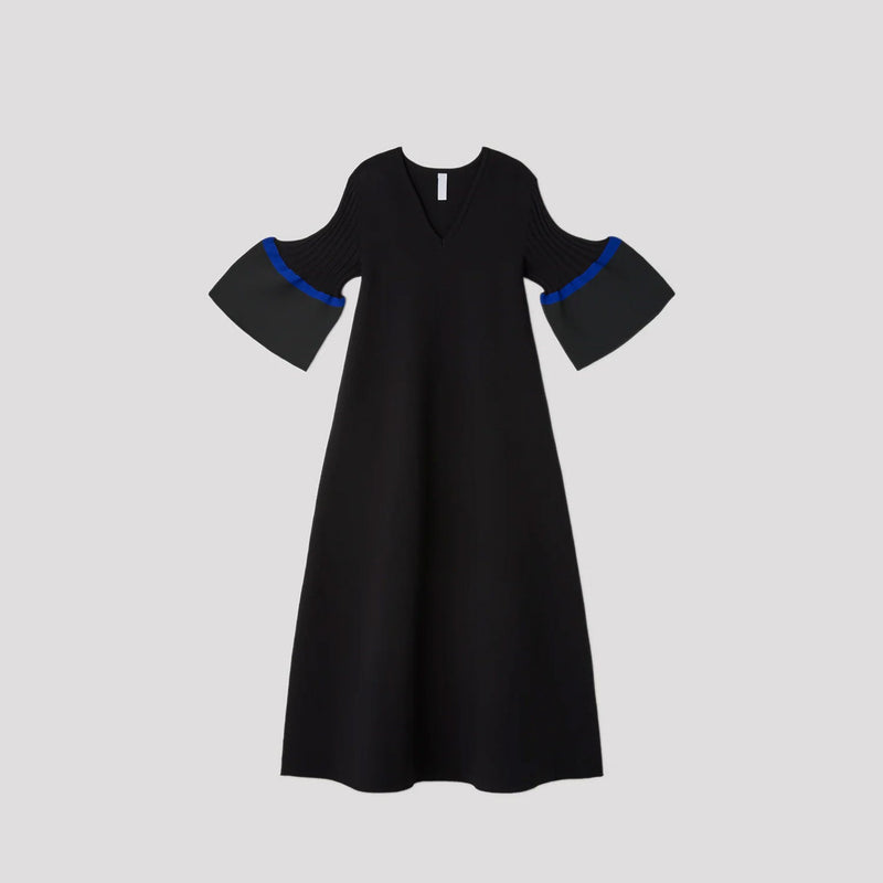 POTTERY SHORT BELL SLEEVE FLARE DRESS -BLACK MULT-