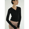 WOOL RIB HOODED TIGHT TOPS -BLACK-