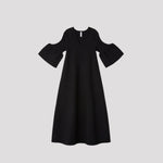 POTTERY SHORT BELL SLEEVE FLARE DRESS -BLACK MULT-