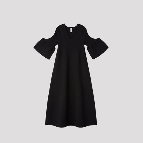POTTERY SHORT BELL SLEEVE FLARE DRESS -BLACK MULT-