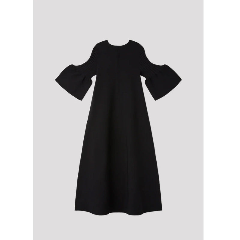 POTTERY SHORT BELL SLEEVE FLARE DRESS -BLACK MULT-