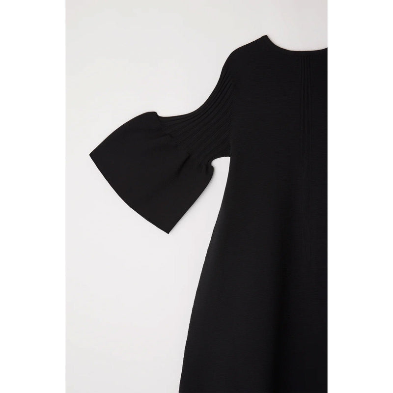 POTTERY SHORT BELL SLEEVE FLARE DRESS -BLACK MULT-