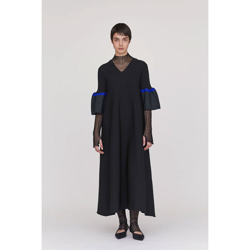 POTTERY SHORT BELL SLEEVE FLARE DRESS -BLACK MULT-