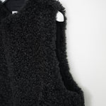 FAUX SHEARLING CROPPED VEST-BLACK-