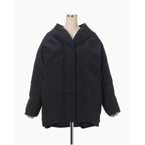 Silk Nylon Rounded Down Jacket - navy