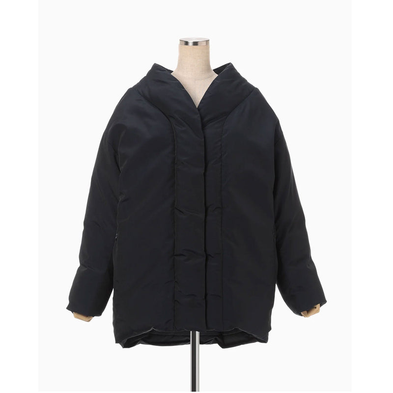 Silk Nylon Rounded Down Jacket - navy – THEMARKET