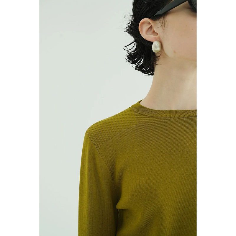 BASIC COMPACT KNIT TOPS -BEIGE-