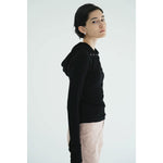 WOOL RIB HOODED TIGHT TOPS -BLACK-