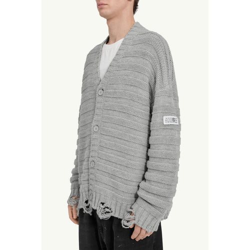 wool cardigan -SILVER-
