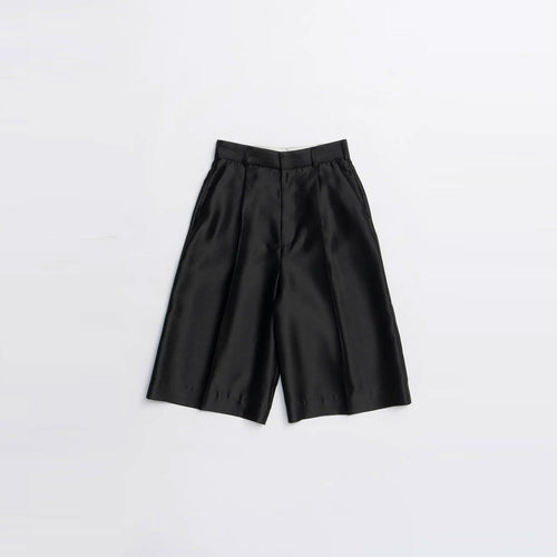 Organza Bermuda Pants-BLACK-