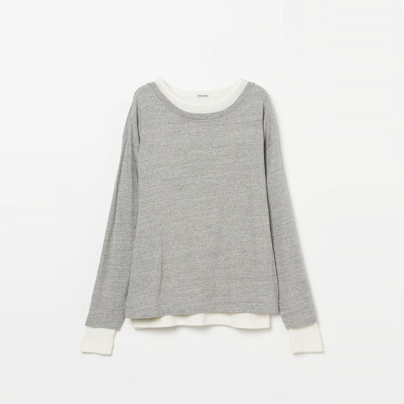 Plating Rib Layered Tee -WHITE×LT.GREY-