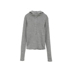 WOOL RIB HOODED TIGHT TOPS -BLACK-
