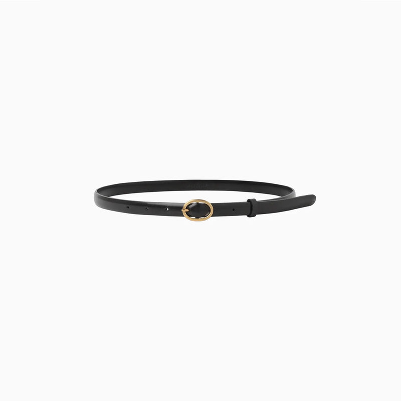 Cow Hide Leather Narrow Belt -GREY-