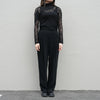 Knitted High Neck Top -BLACK-