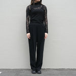 Knitted High Neck Top -BLACK-