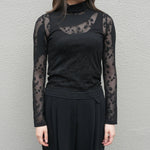 Knitted High Neck Top -BLACK-